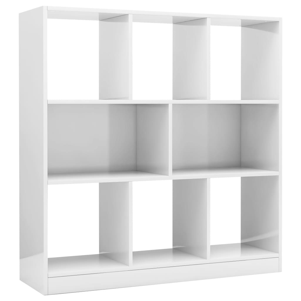 vidaXL Knižnica, lesklá biela 97,5x29,5x100 cm, kompozitné drevo
