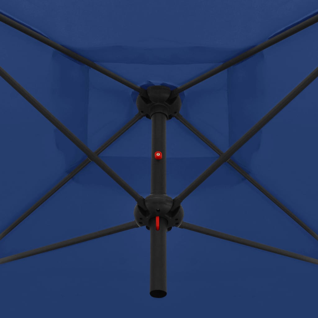 vidaXL Dvojitý slnečník s oceľovou tyčou 250x250 cm, azúrovo modrý