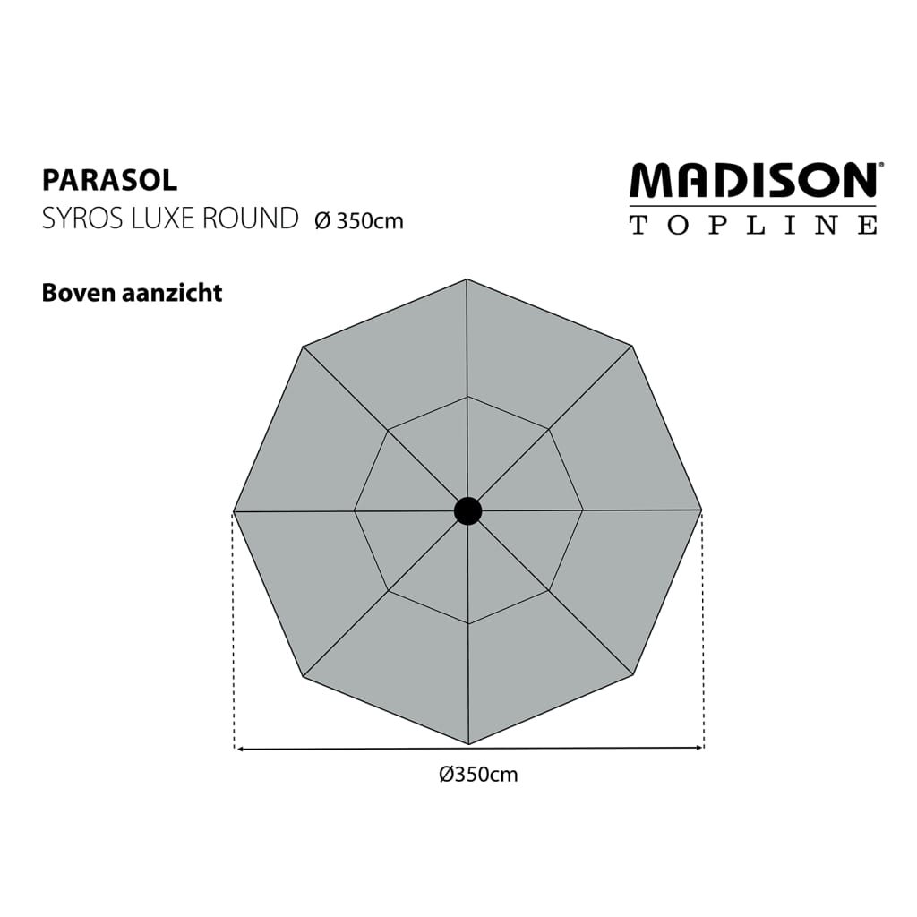 Madison Slnečník Syros Luxe 350 cm, okrúhly, sivý