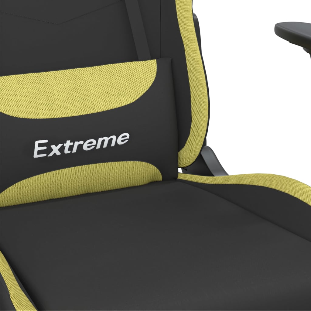 vidaXL Masážna herná stolička, čierna a svetlozelená, látka