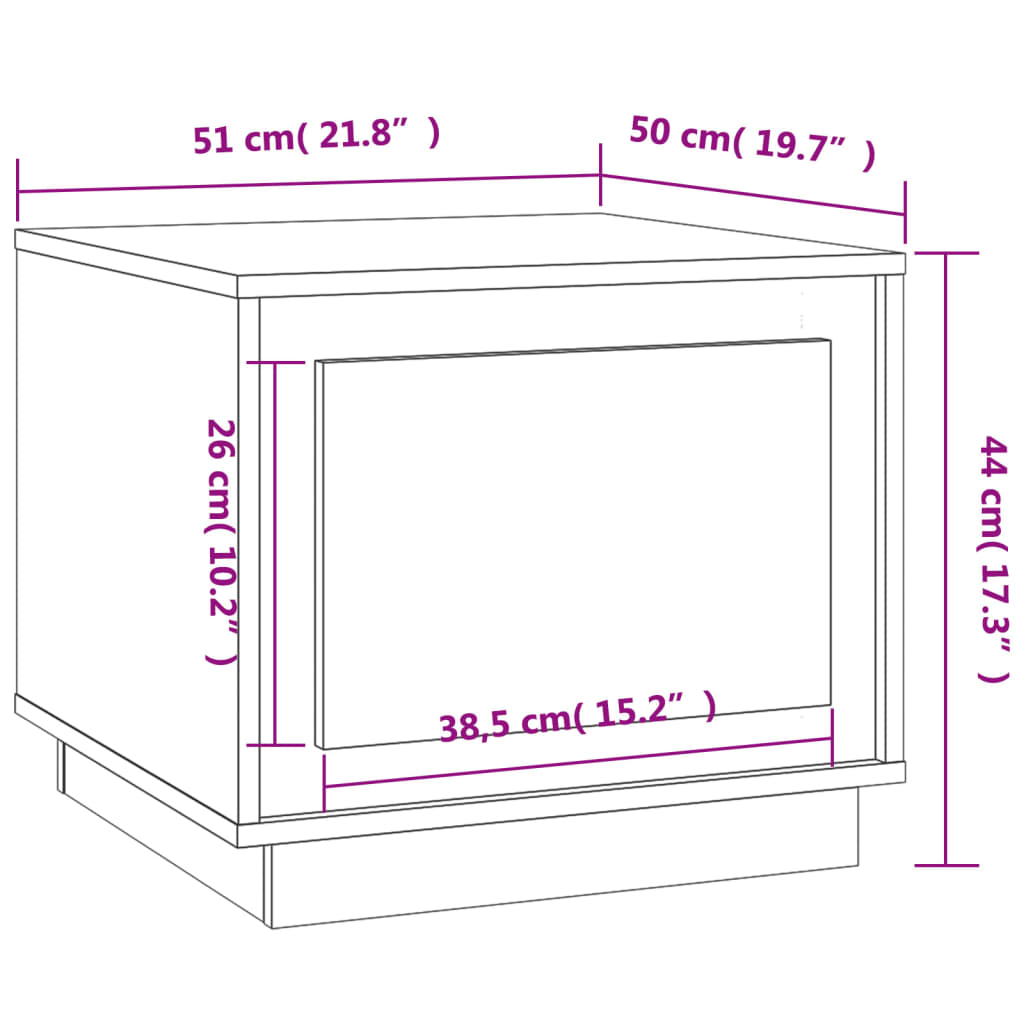 vidaXL Konferenčný stolík lesklý biely 51x50x44 cm spracované drevo