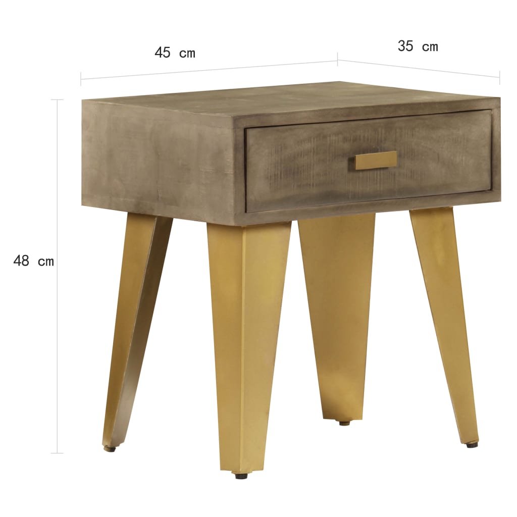vidaXL Nočný stolík 45x35x48 cm masívne mangovníkové drevo a liatina