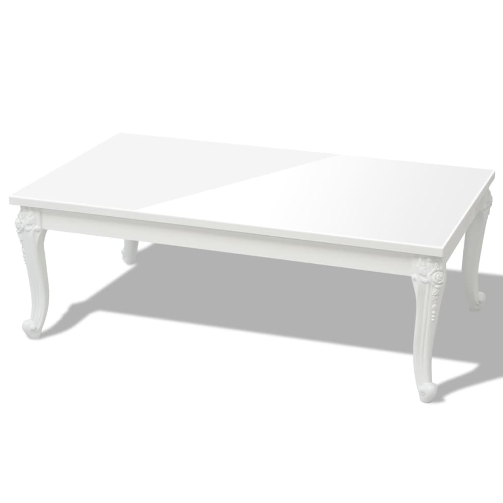 vidaXL Konferenčný stolík 115x65x42 cm, vysoký lesk, biely