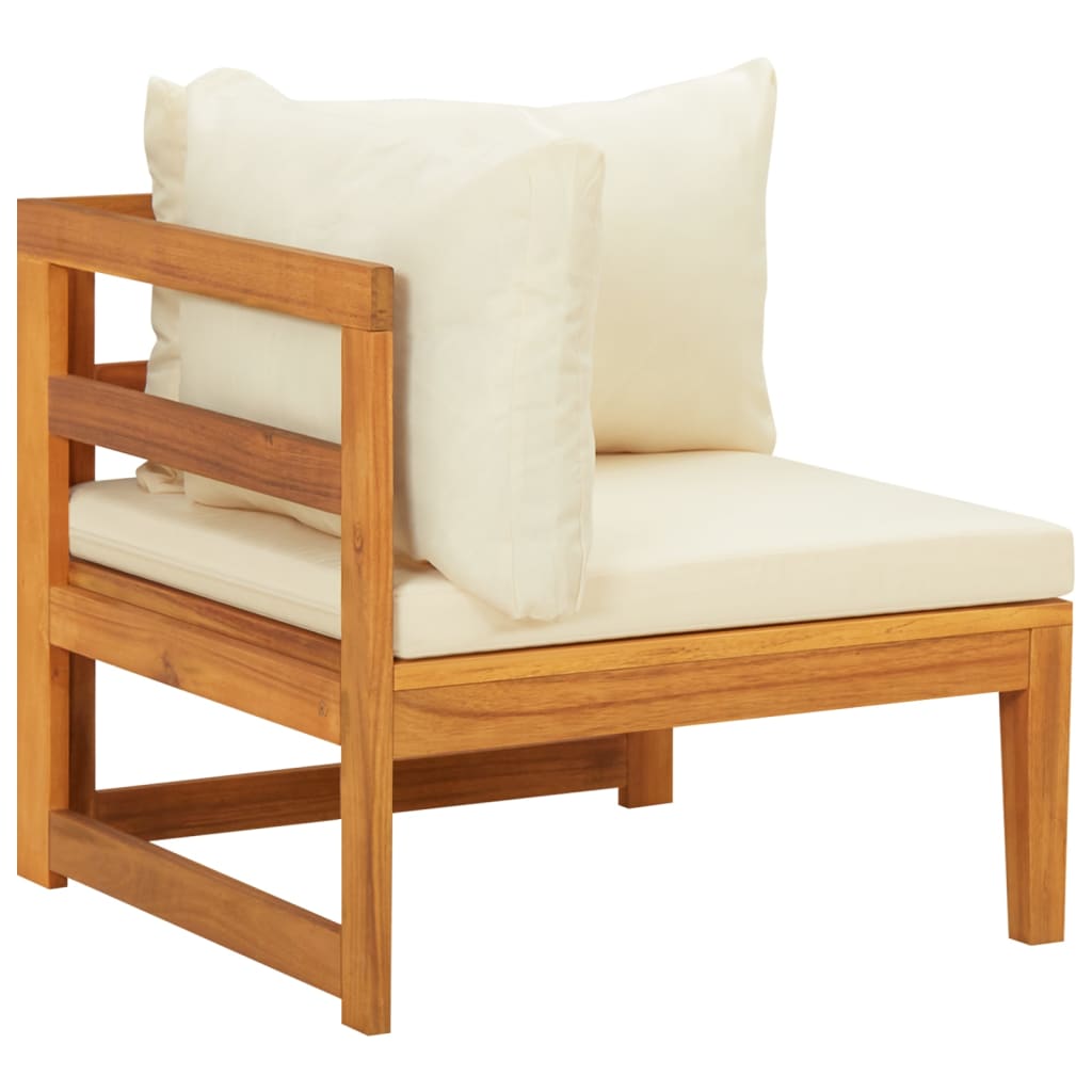 vidaXL 5-dielna záhradná sedacia súprava s krémovo-bielymi podložkami akáciové drevo