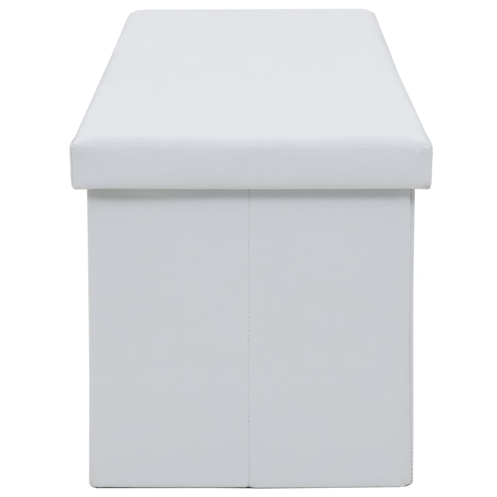 vidaXL Skladacia úložná lavica z umelej kože 150x38x38 cm biela