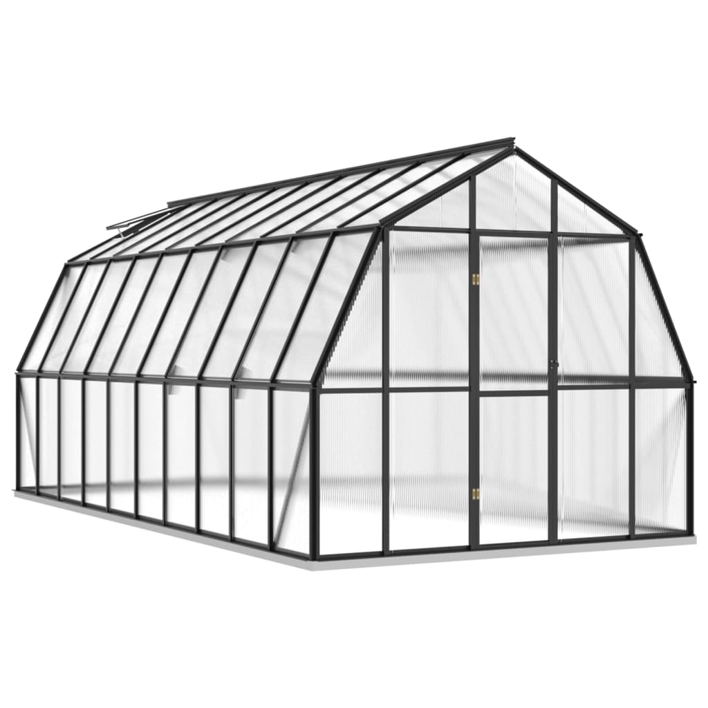 vidaXL Hliníkový skleník s podkladovým rámom antracitový 16,64 m³