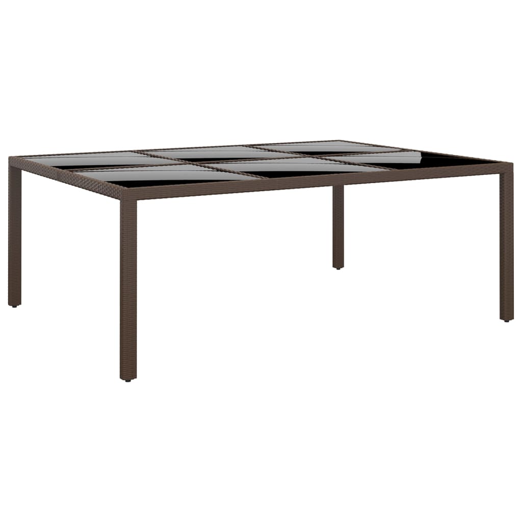 vidaXL Záhradný stôl so sklenenou doskou hnedý 200x150x75 cm ratan