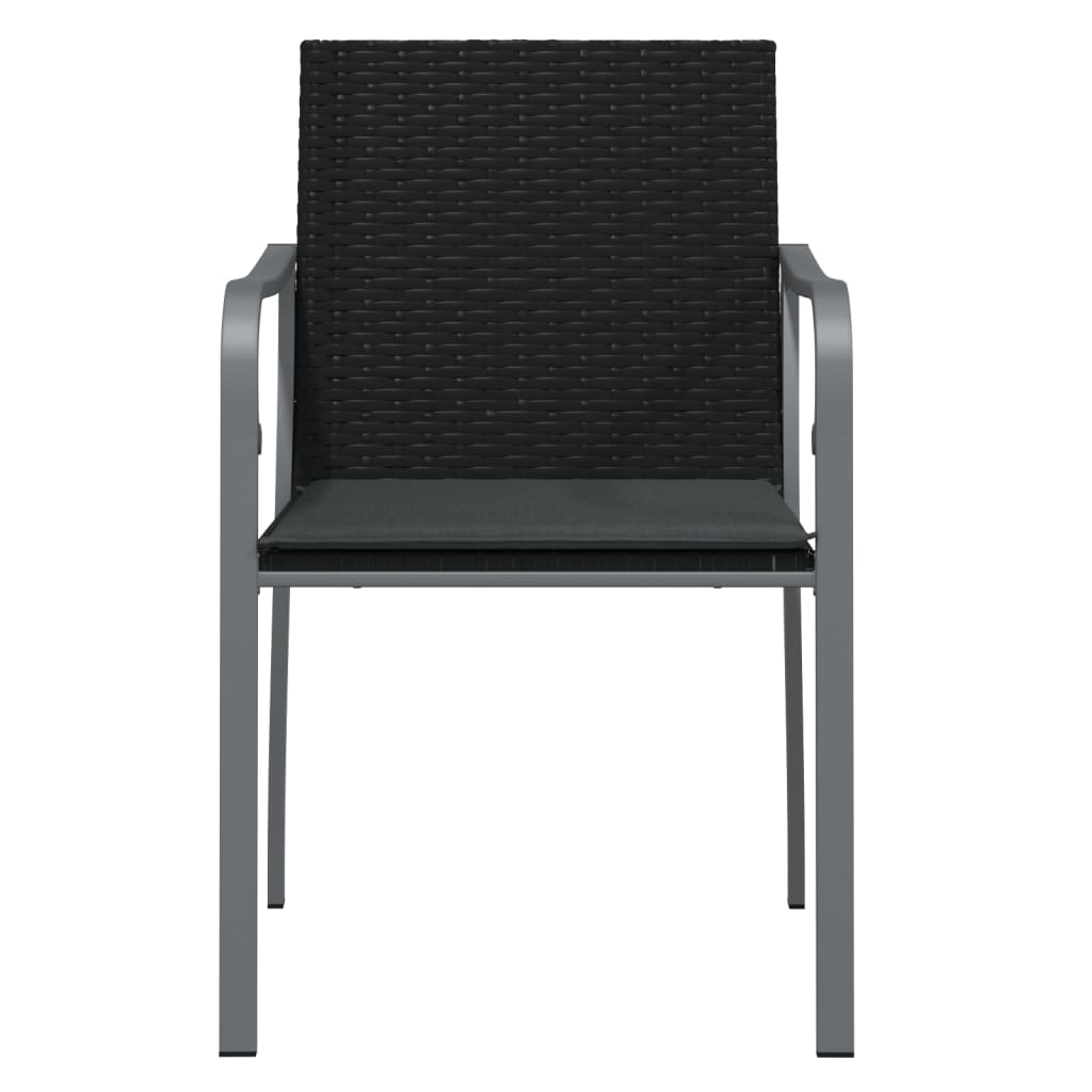 vidaXL Záhradné stoličky s vankúšmi 2 ks čierne 56x59x84 cm polyratan
