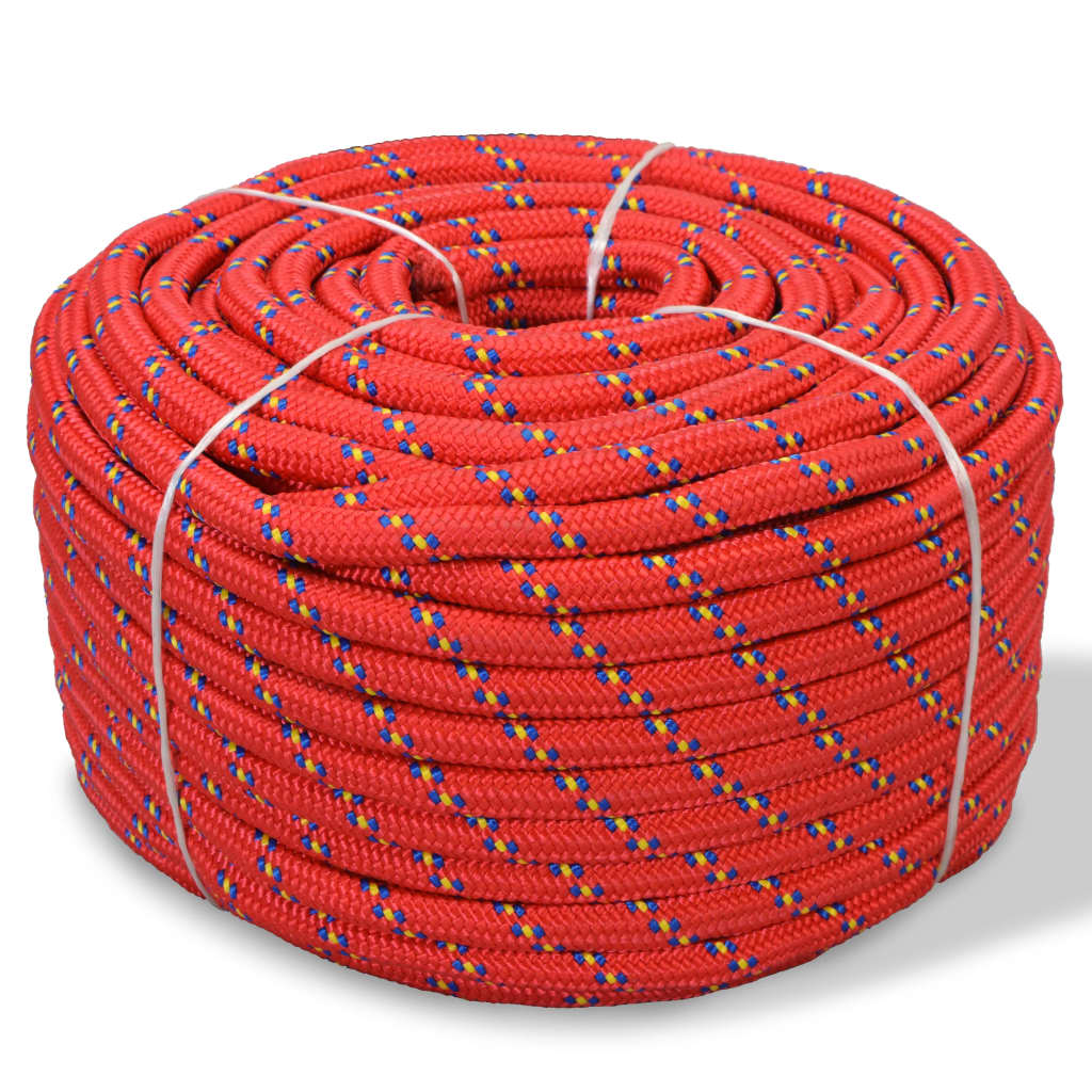 vidaXL Lodné lano, polypropylén, 14 mm, 50 m, červené