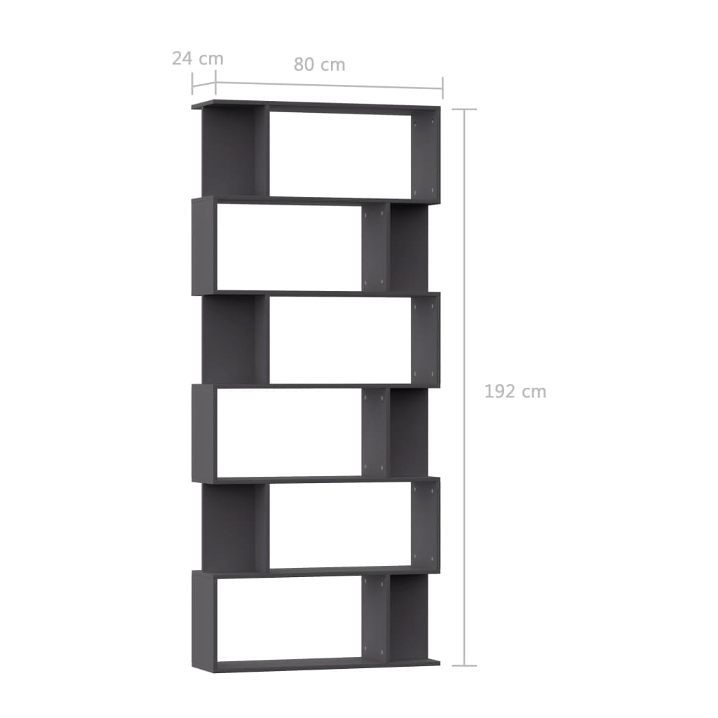 vidaXL Knižnica/deliaca stena, sivá 80x24x192 cm, kompozitné drevo