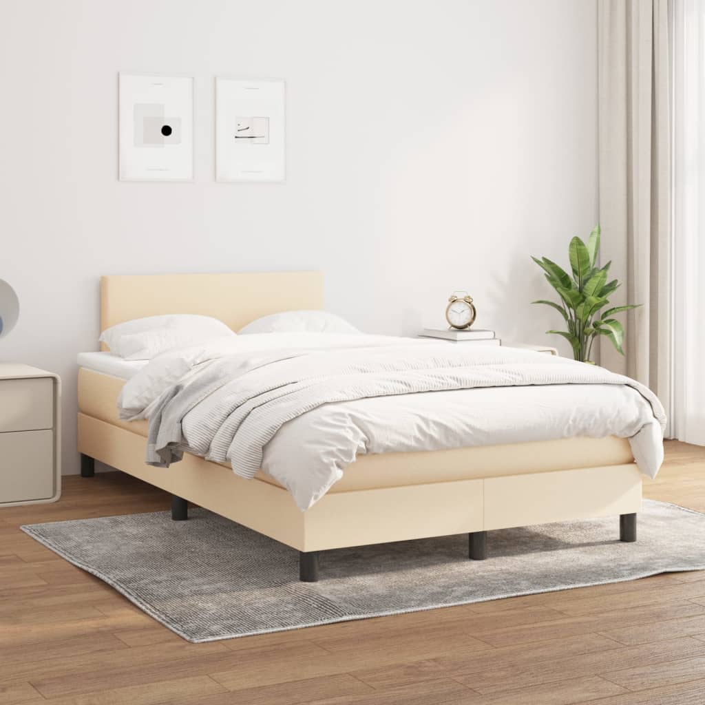 vidaXL Boxspring posteľ s matracom krémový 120x200 cm látka