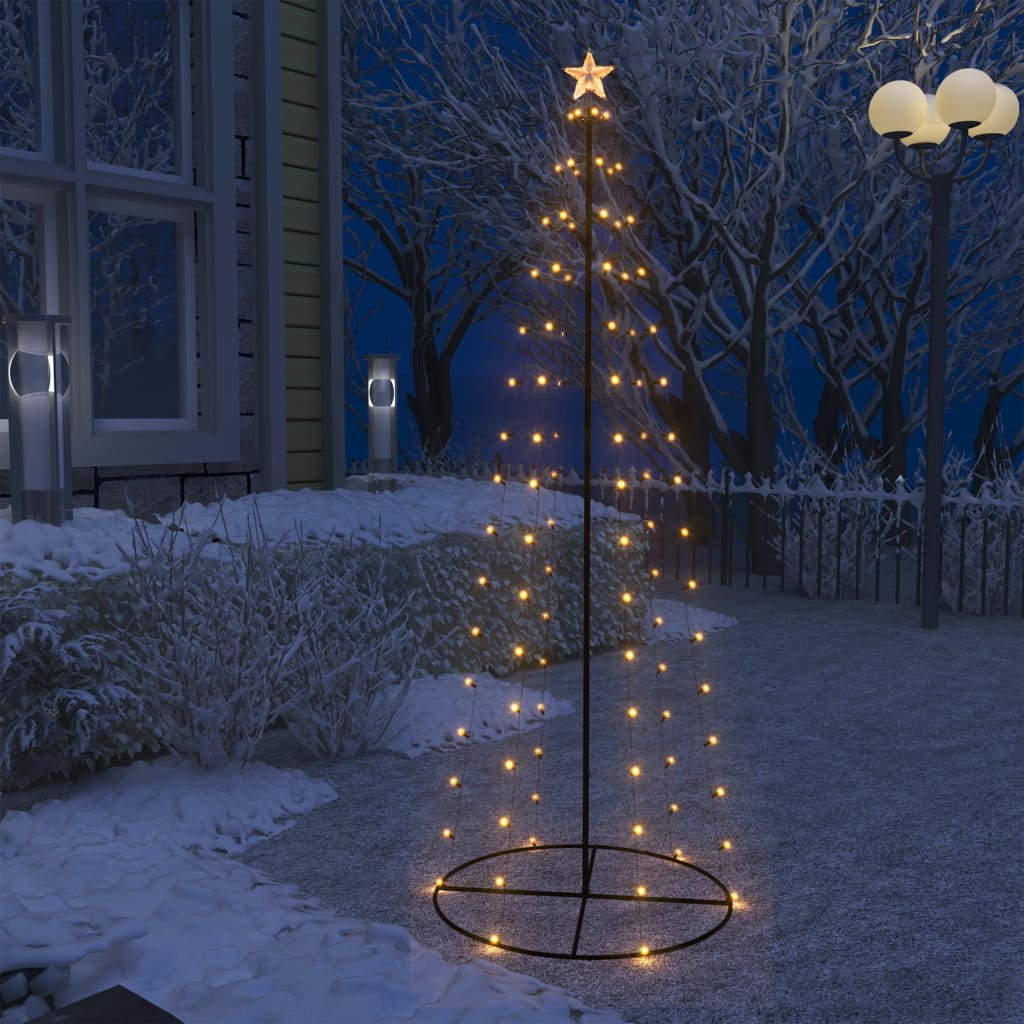 vidaXL Vianočný stromček, kužeľ, 100 LED, teplé biele svetlo 70x180 cm
