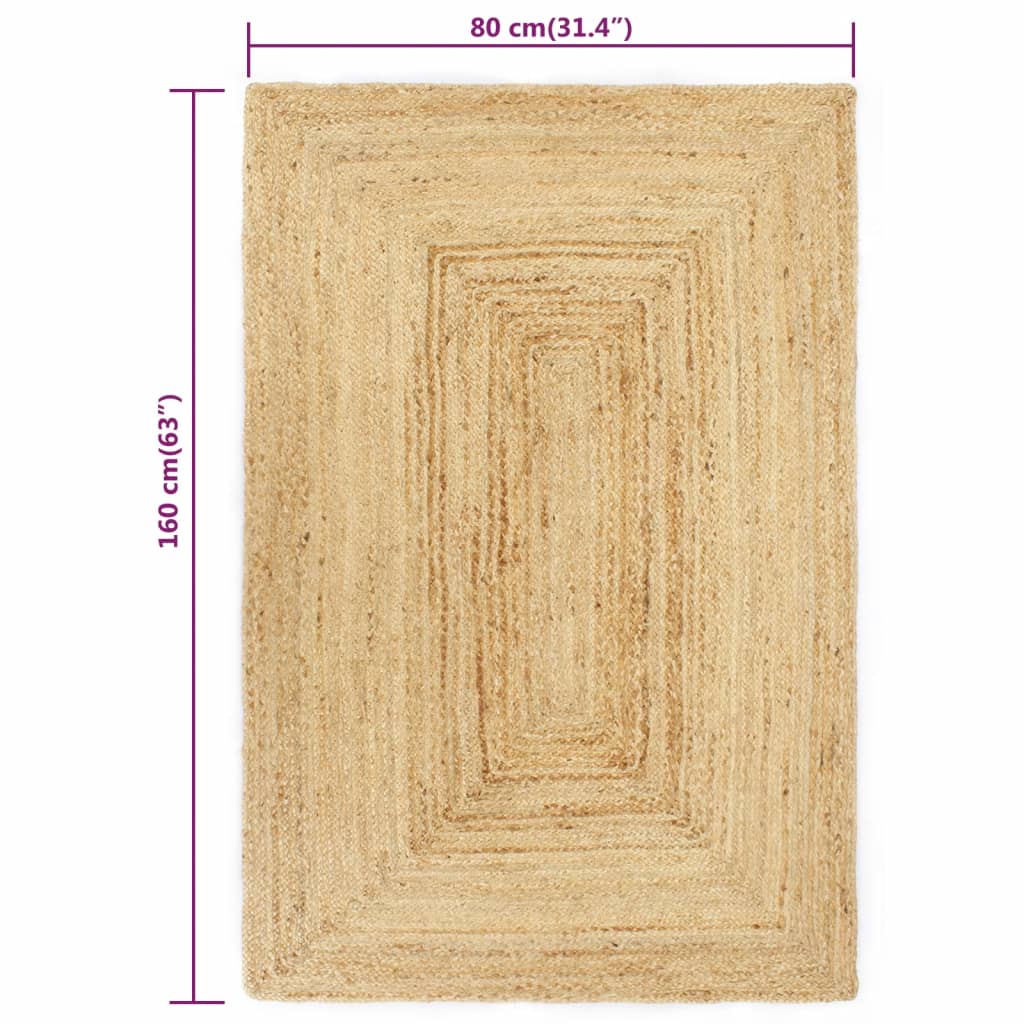 vidaXL Ručne vyrobený jutový koberec prírodný 80x160 cm