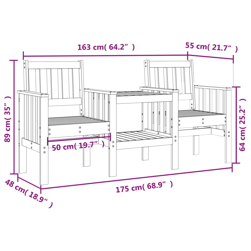 vidaXL Záhradná lavica so stolom 2-miestna masívnz douglas