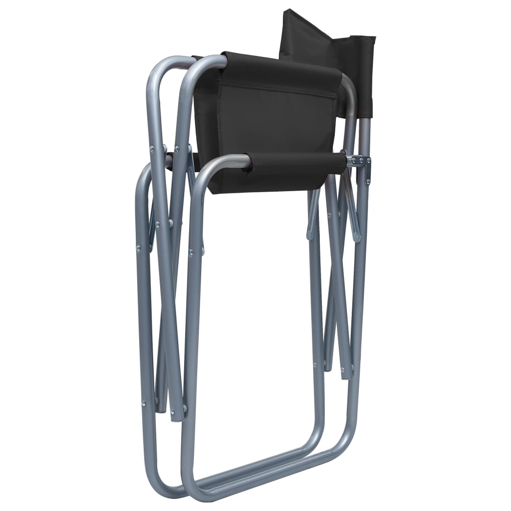 vidaXL Režisérske stoličky 2 ks, oceľ, čierne