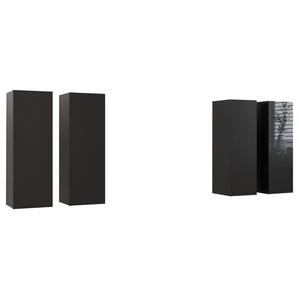 vidaXL TV skrinky 4 ks lesklé čierne 30,5x30x90 cm drevotrieska