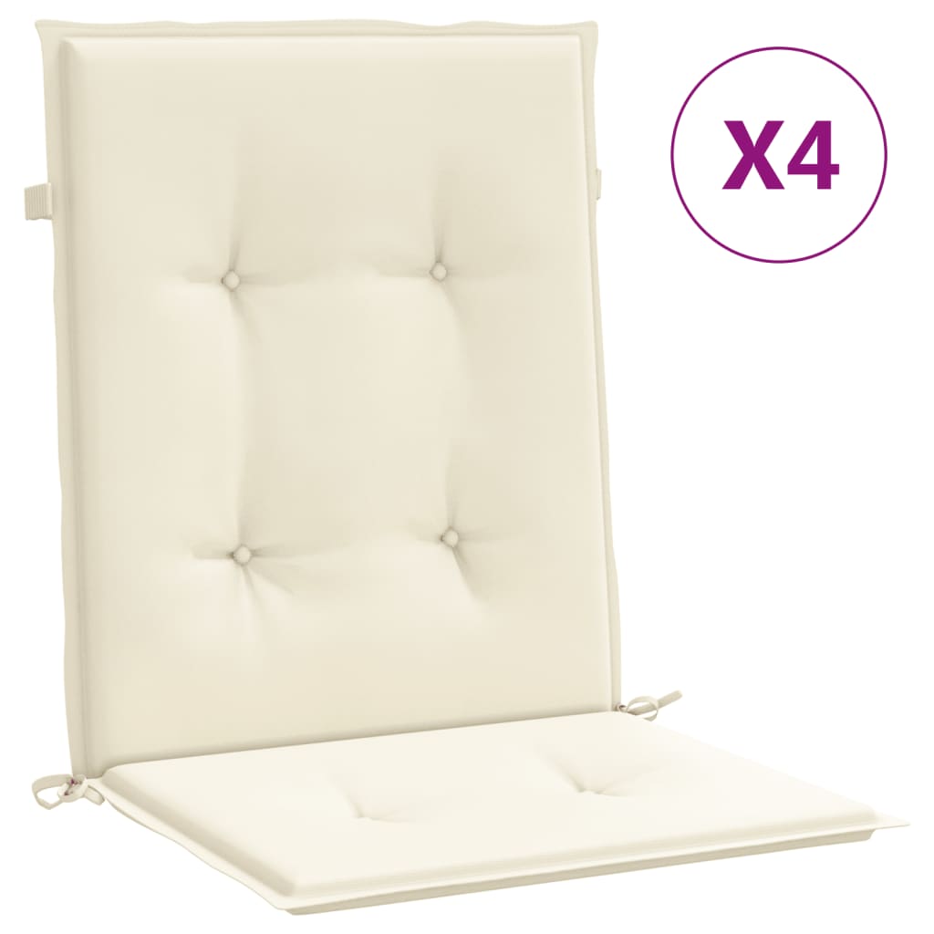 vidaXL Podložky na záhradné stoličky, nízke operadlo 4 ks 100x50x3 cm