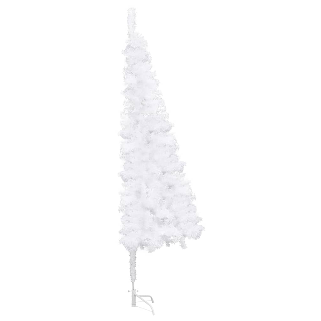 vidaXL Rohový umelý vianočný stromček s LED s guľami biely 240 cm PVC