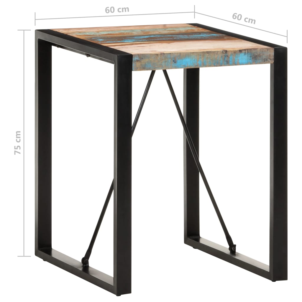 vidaXL Jedálenský stôl 60x60x75 cm, recyklovaný masív