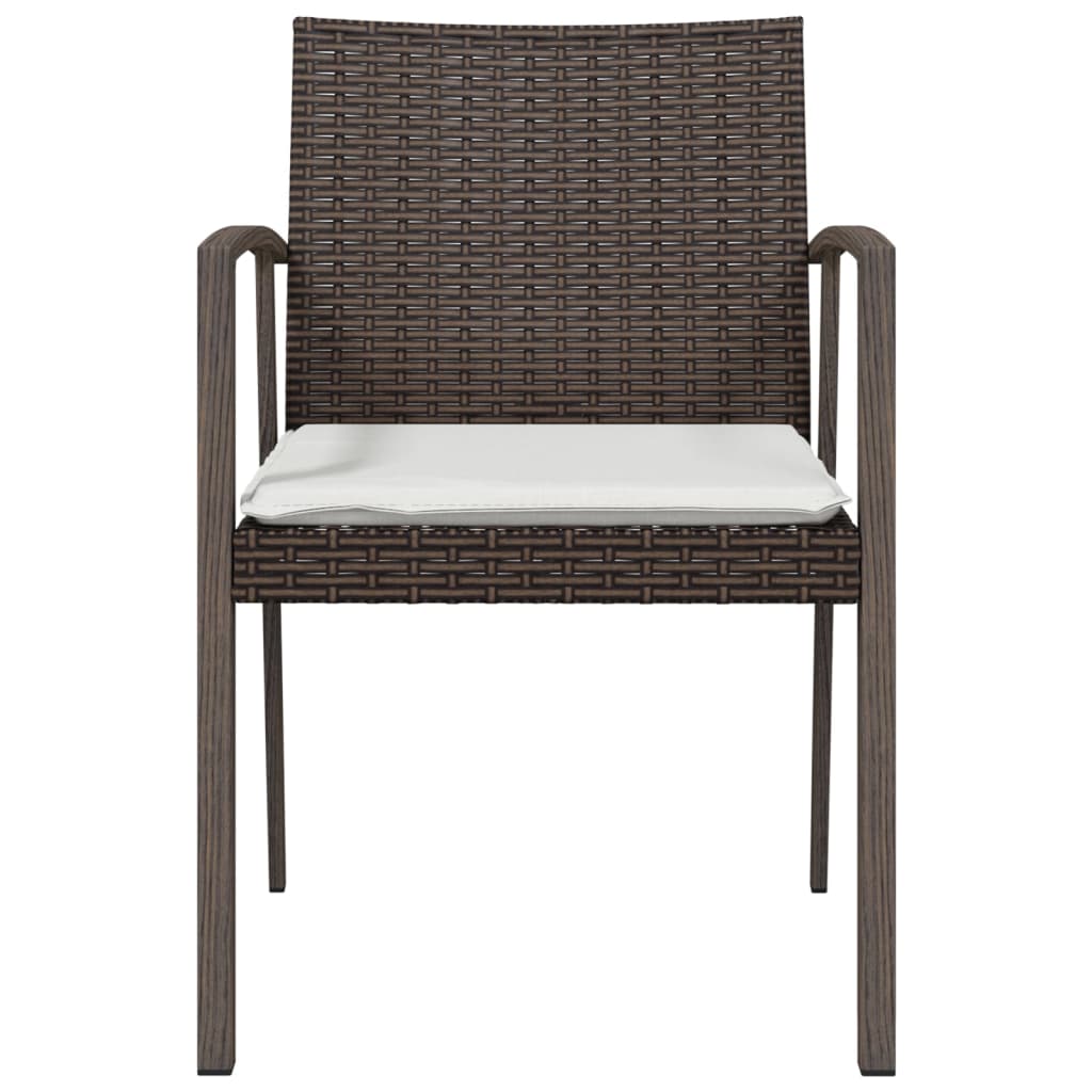 vidaXL Záhradné stoličky s vankúšmi 4 ks hnedé 56,5x57x83 cm polyratan