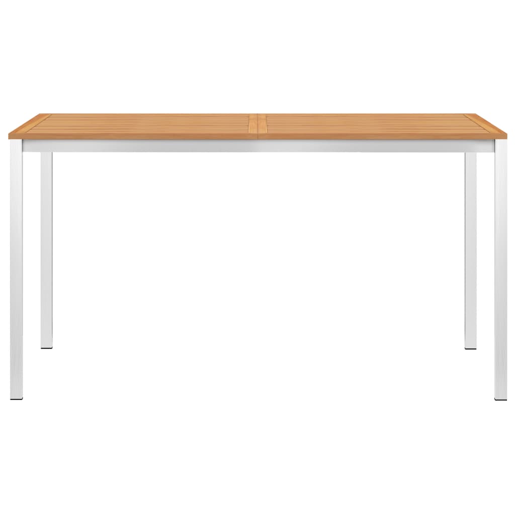 vidaXL Záhradný jedálenský stôl 140x80x75 cm teakový masív a nehrdzavejúca oceľ