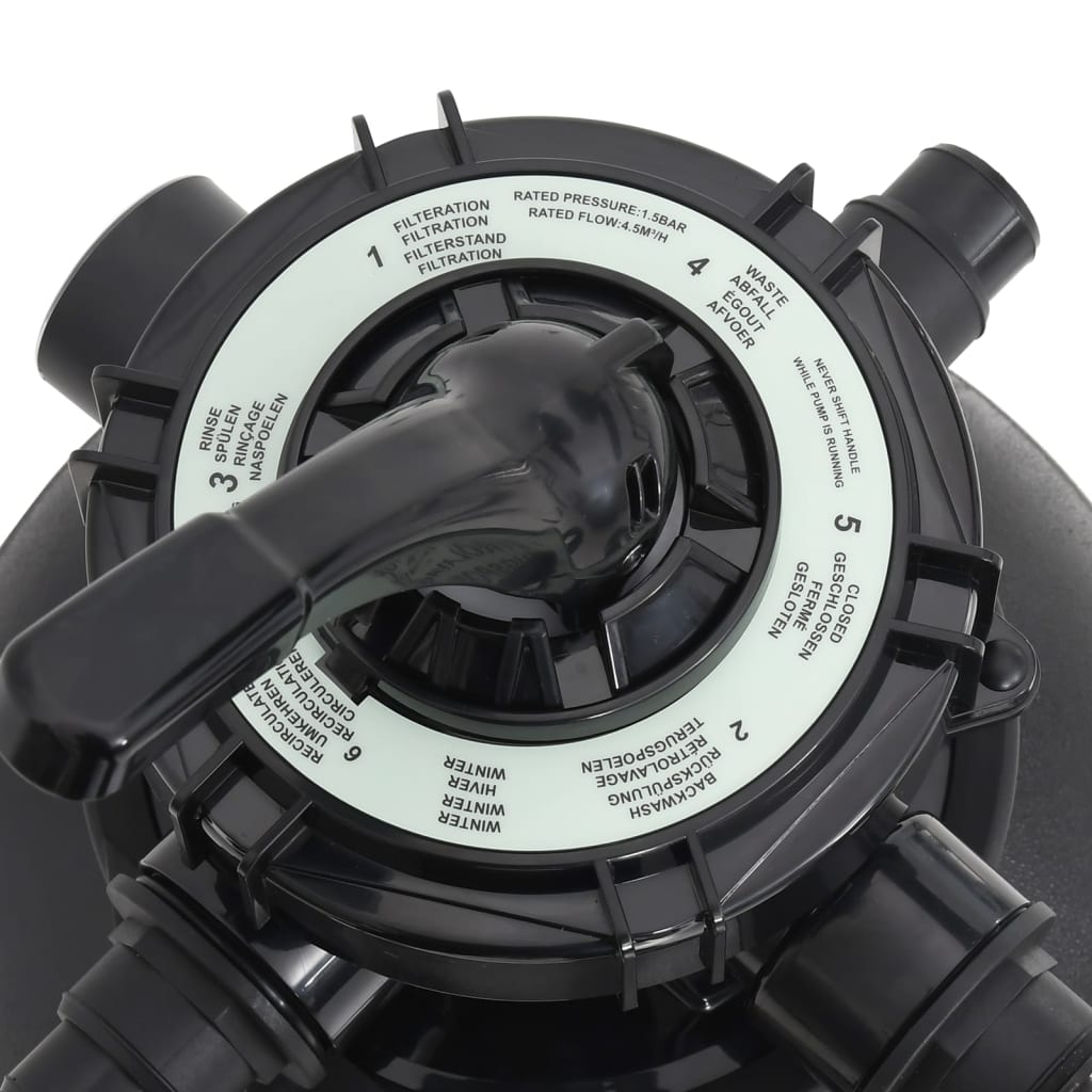 vidaXL Bazénový pieskový filter so 6 polohovým ventilom čierny