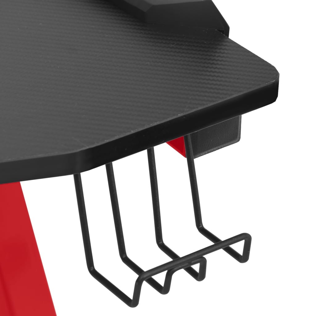 vidaXL Herný stôl LED s nohami v tvare Y čierny a červený 110x60x75 cm
