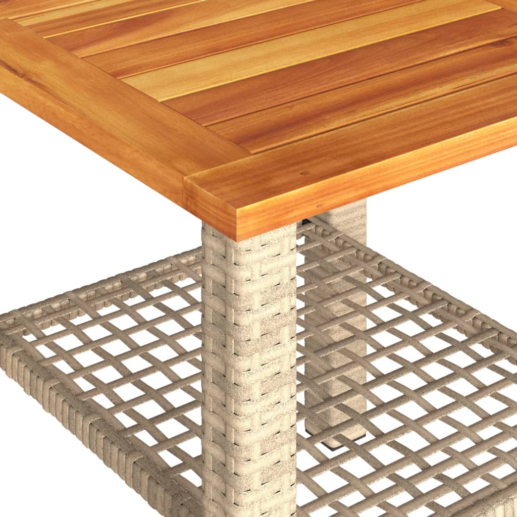 vidaXL Záhradný stôl béžový 40x40x42 cm polyratan akáciové drevo