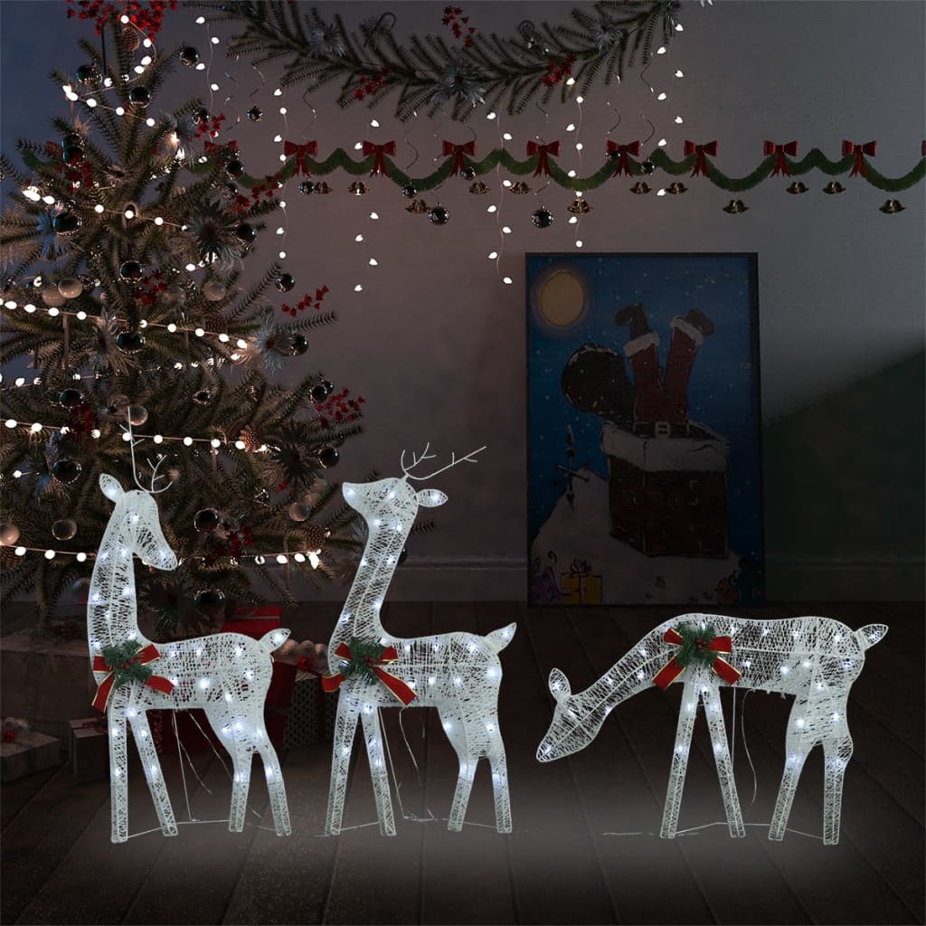 vidaXL Vianočná sobia rodinka 270x7x90 cm, biela, biela sieťovina