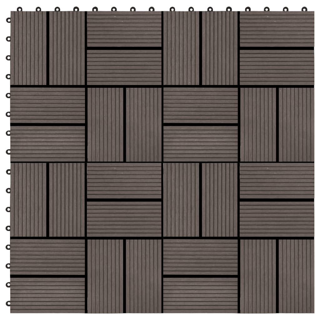 vidaXL Podlahové dlaždice 22 ks, 30x30 cm, 2 m2, WPC, tmavohnedé
