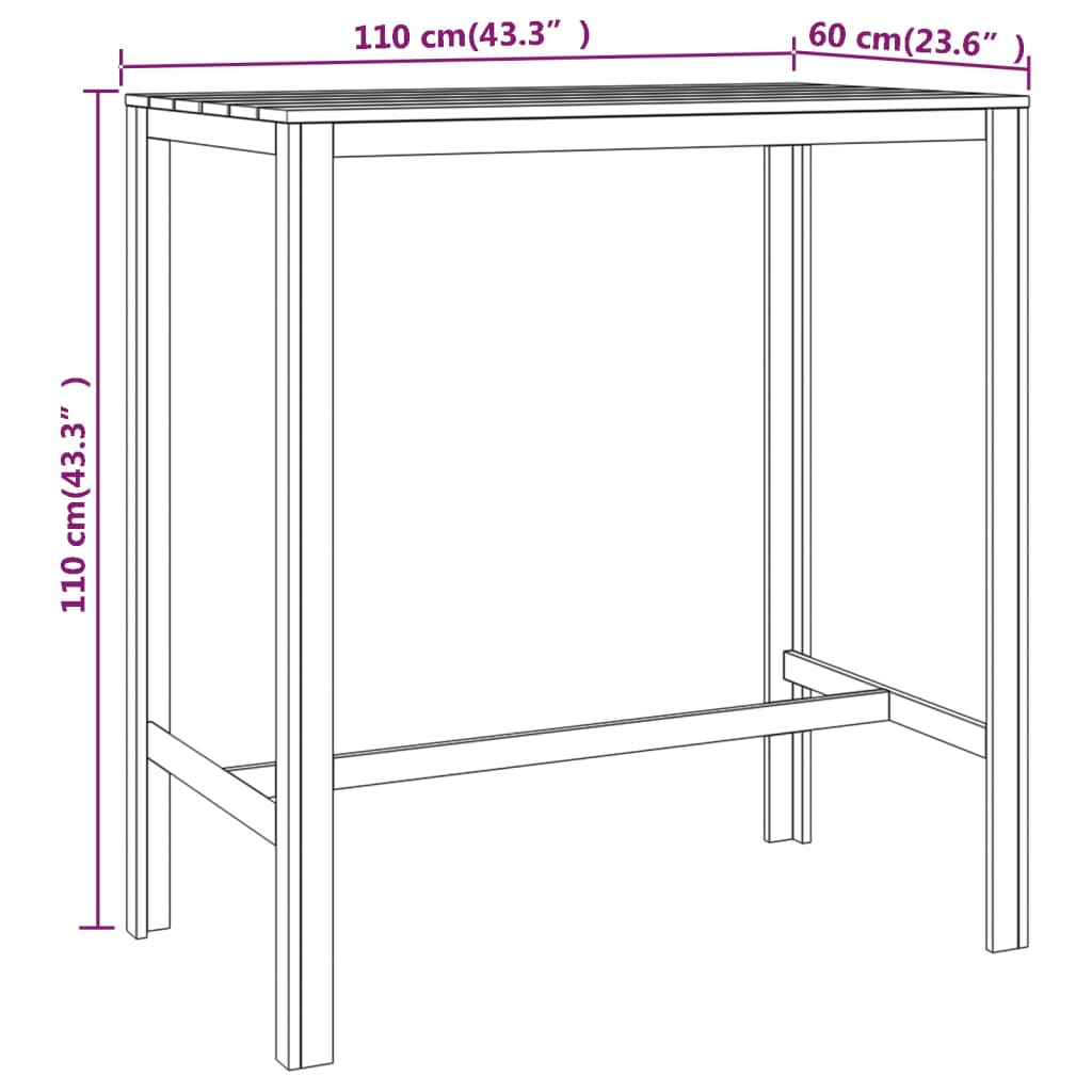 vidaXL Barový stôl 110x60x110 cm impregnovaná borovica