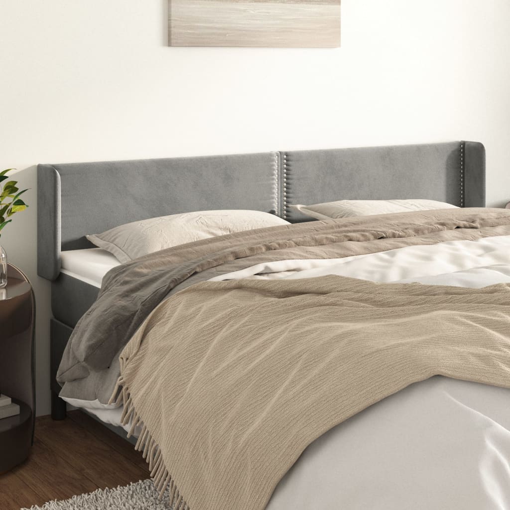 vidaXL Čelo postele so záhybmi bledosivé 163x16x78/88 cm zamat