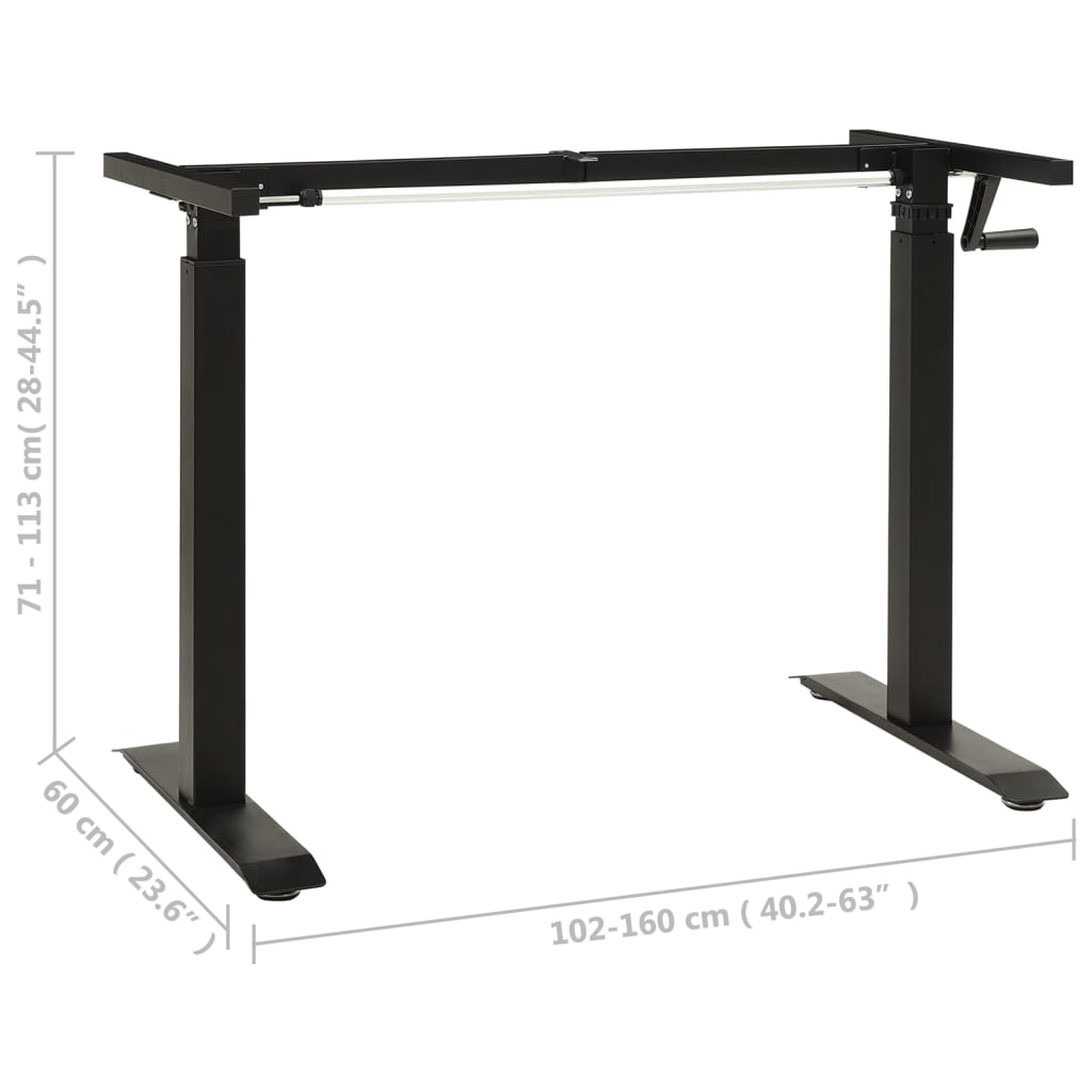 vidaXL Výškovo nastaviteľný rám stola ručne ovládaný čierny