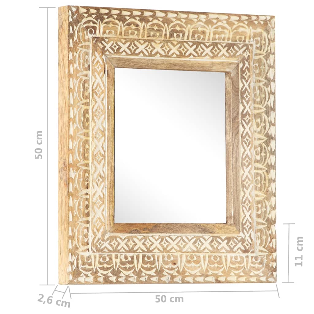 vidaXL Ručne vyrezávané zrkadlo 50x50x2,6cm masívne mangovníkové drevo