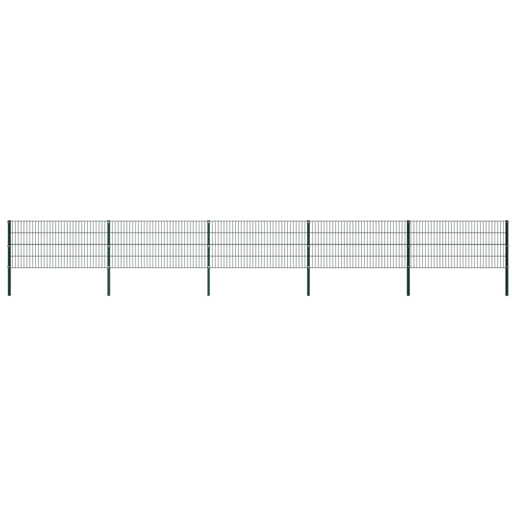 vidaXL Plotový panel so stĺpikmi, železo 8,5x0,8 m, zelený