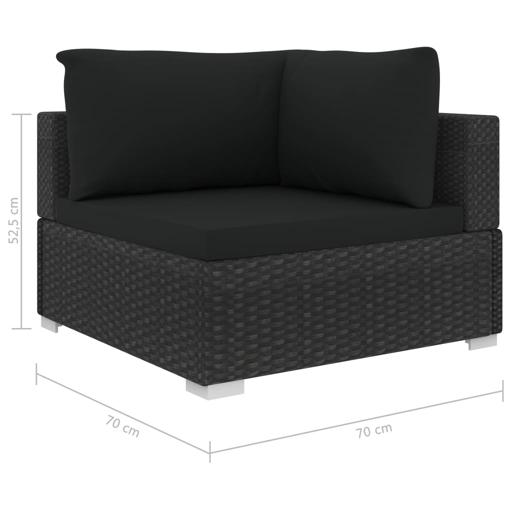 vidaXL 4-dielna záhradná sedacia súprava s podložkami,polyratan,čierna