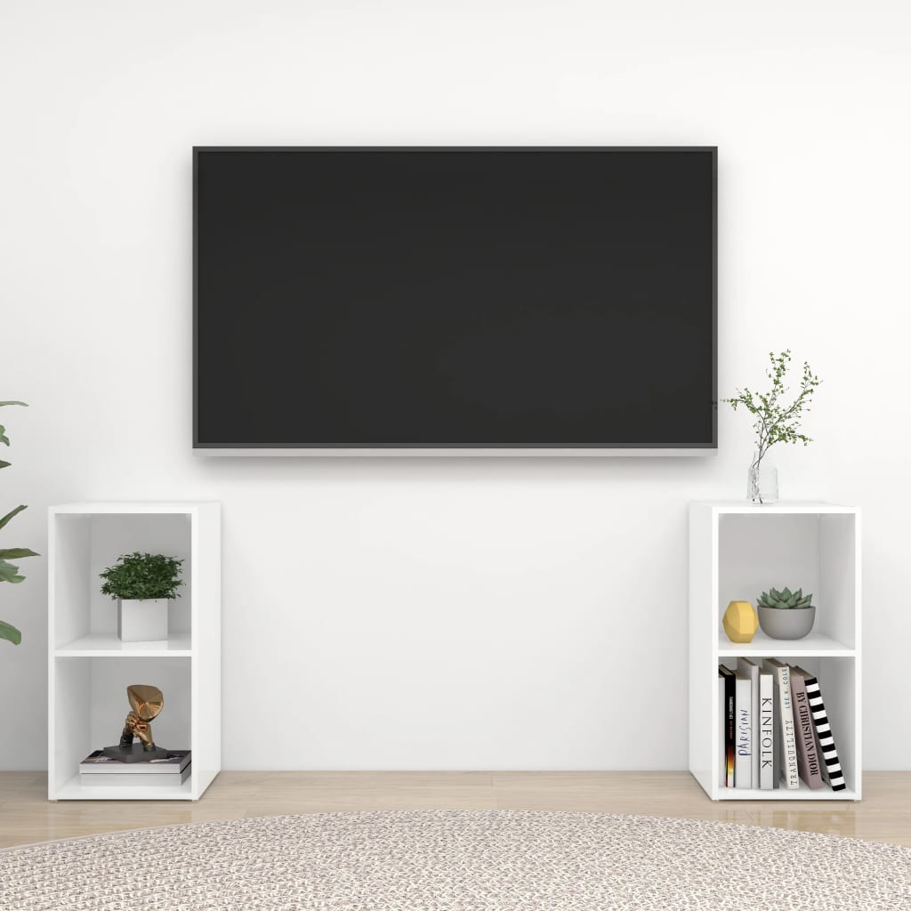 vidaXL TV skrinky 2 ks lesklé biele 72x35x36,5 cm drevotrieska