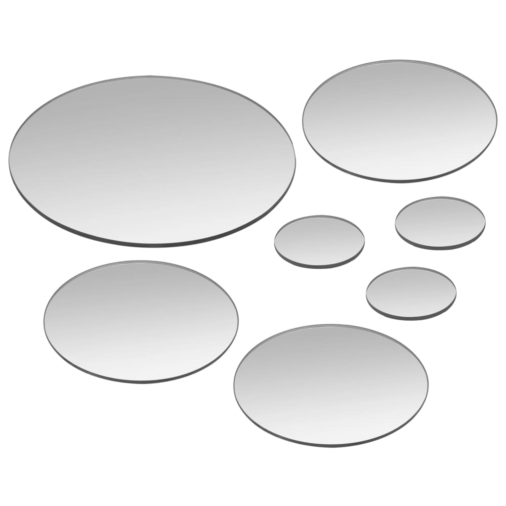 vidaXL 7-dielna sada nástenných zrkadiel okrúhle sklenené