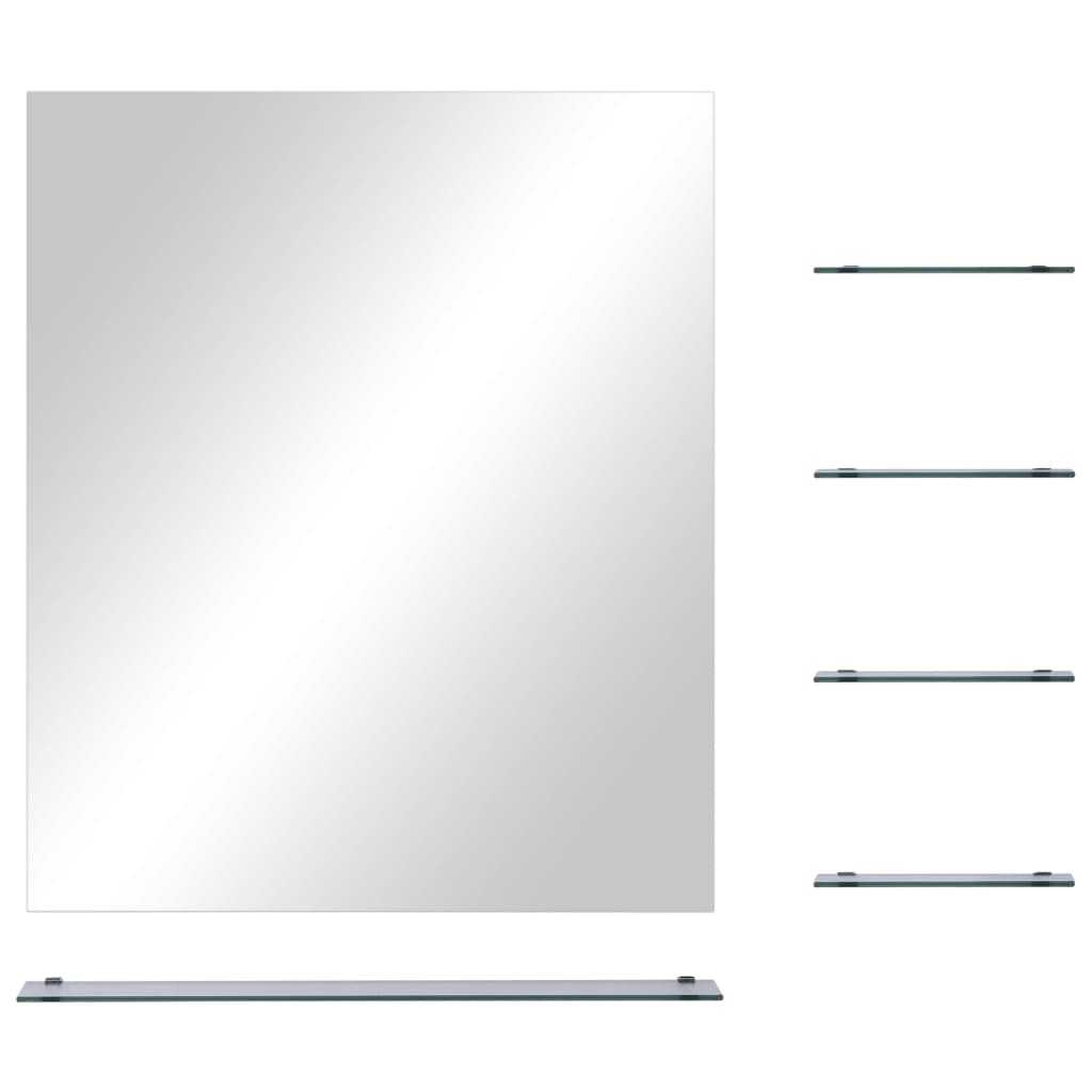 vidaXL Nástenné zrkadlo s 5 poličkami, strieborné 50x60 cm