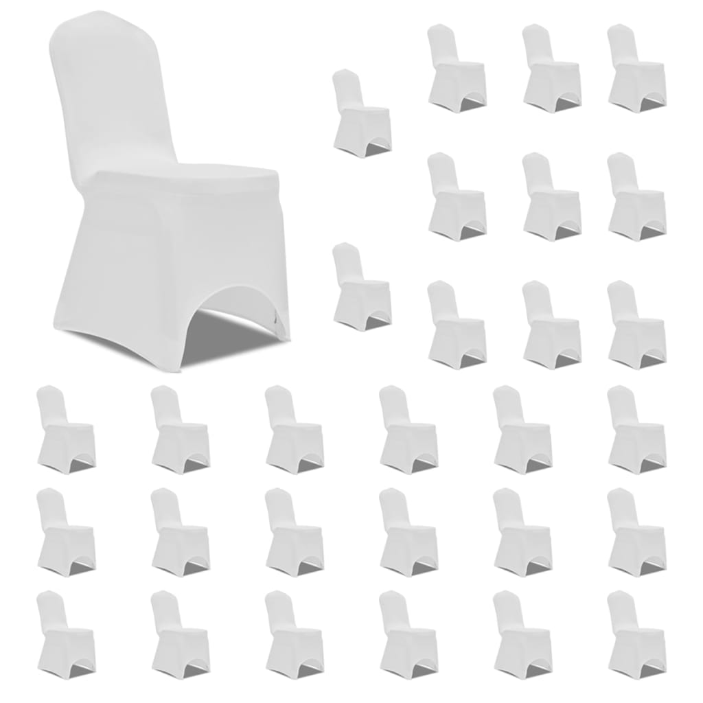 vidaXL Návleky na stoličku biele 30 ks naťahovacie