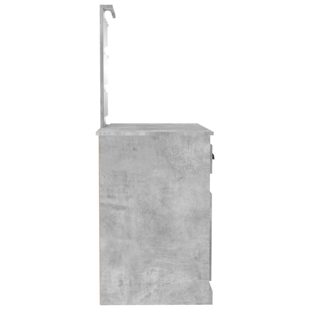 vidaXL Toaletný stolík s LED betónový sivý 90x50x132,5 cm sprac. drevo