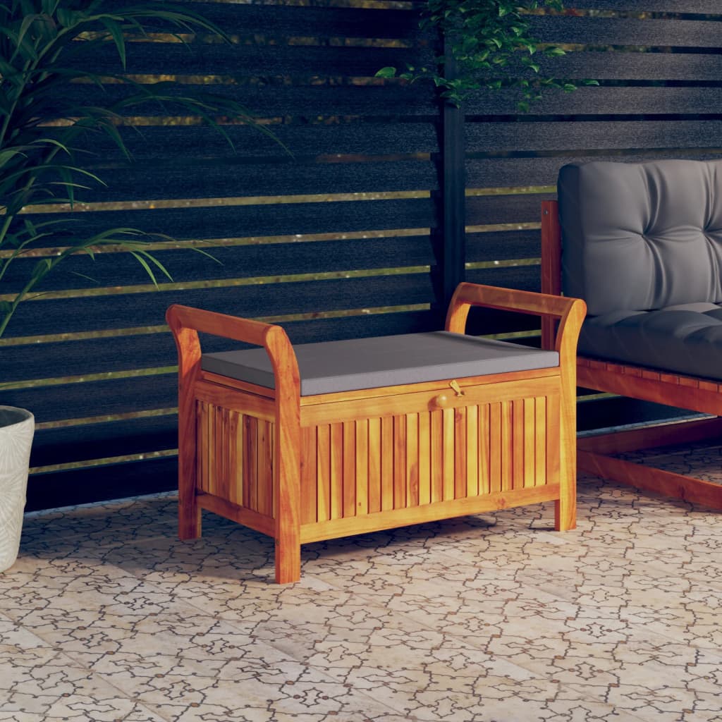 vidaXL Záhradná úložná lavica s vankúšom 91 cm masívne akáciové drevo