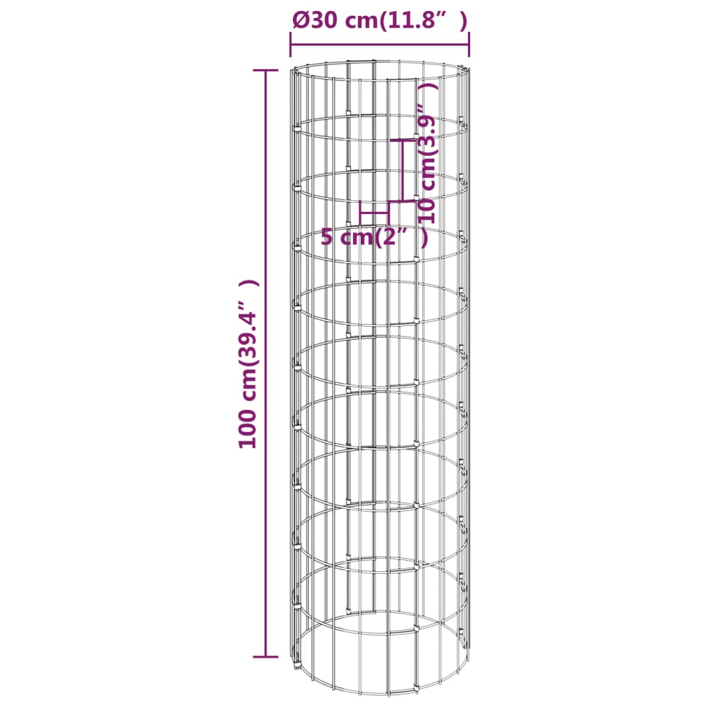 vidaXL Kruhové gabiónové vyvýšené záhony 3ks zinkovaná oceľ Ø30x100cm