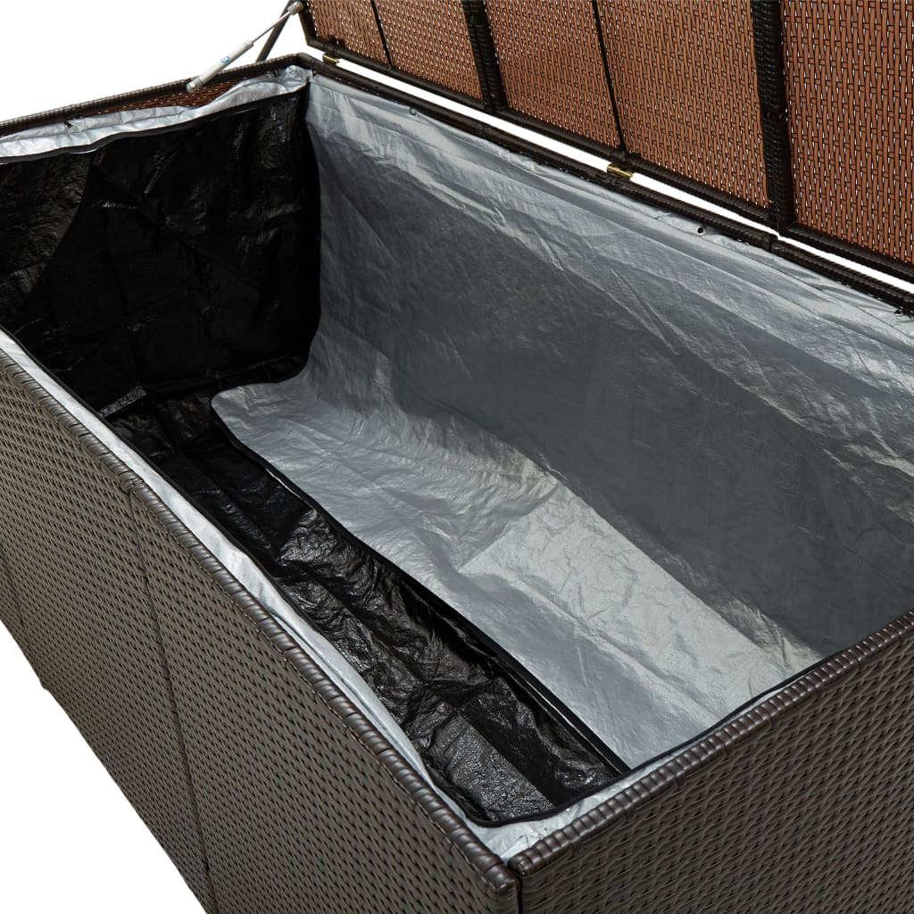 vidaXL Záhradný úložný box hnedý 180x90x70 cm polyratanový