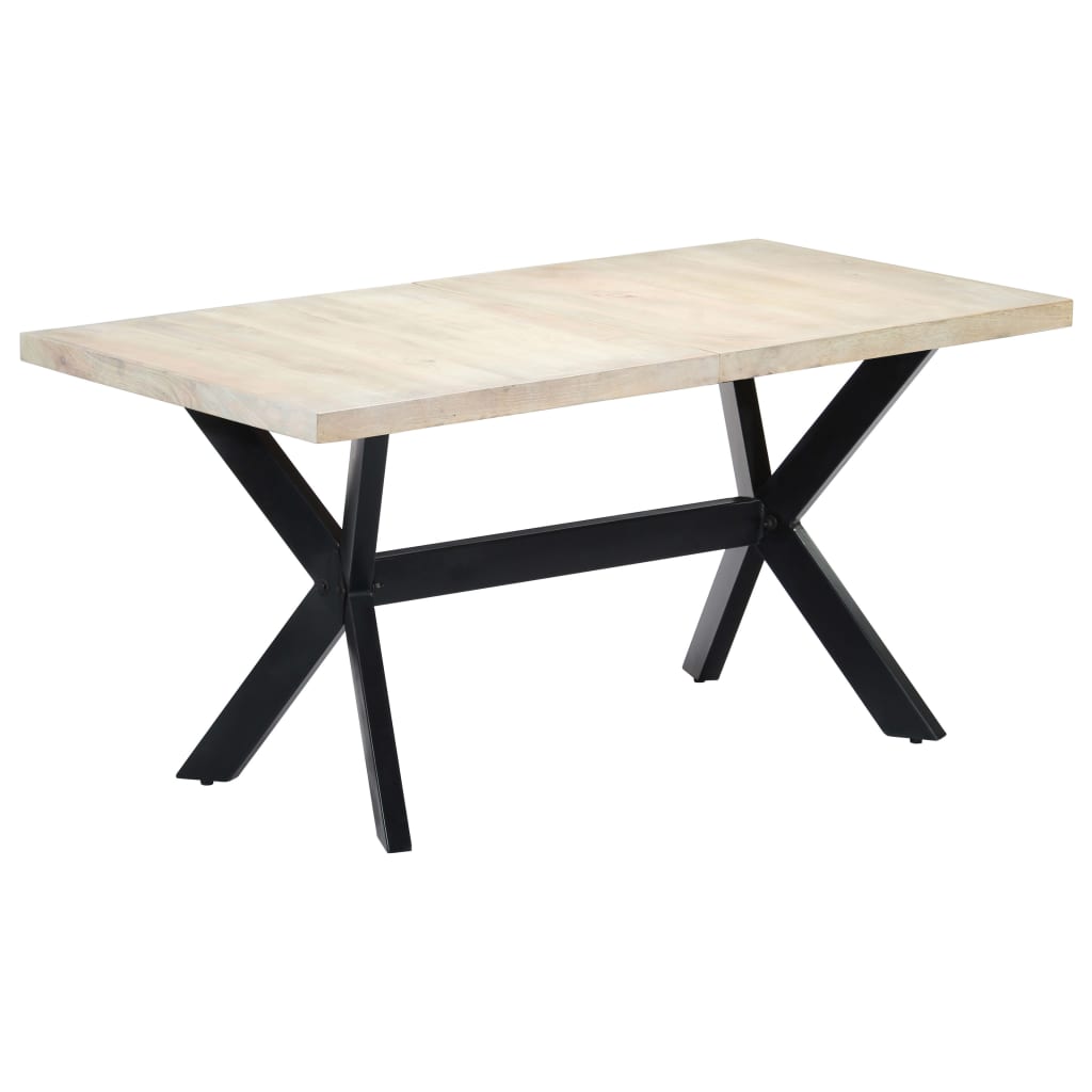 vidaXL Jedálenský stôl biely 160x80x75 cm masívne mangovníkové drevo