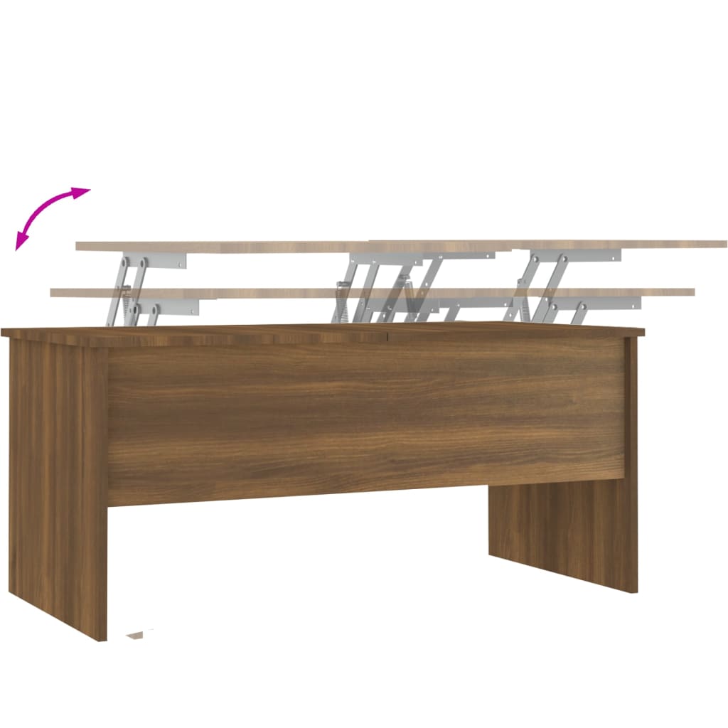 vidaXL Konferenčný stolík hnedý dub 102x50,5x46,5 cm spracované drevo