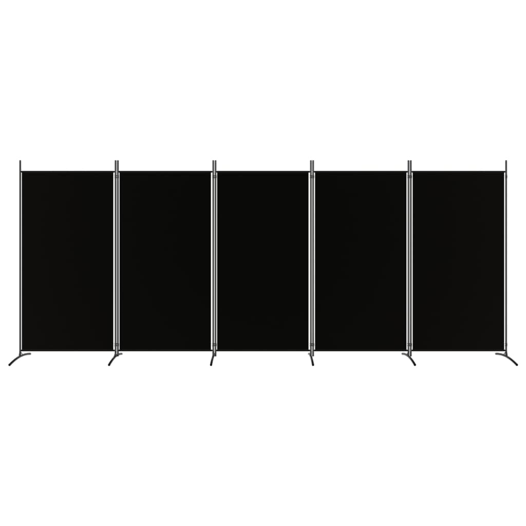vidaXL 5-panelový paraván čierny 433x180 cm látkový