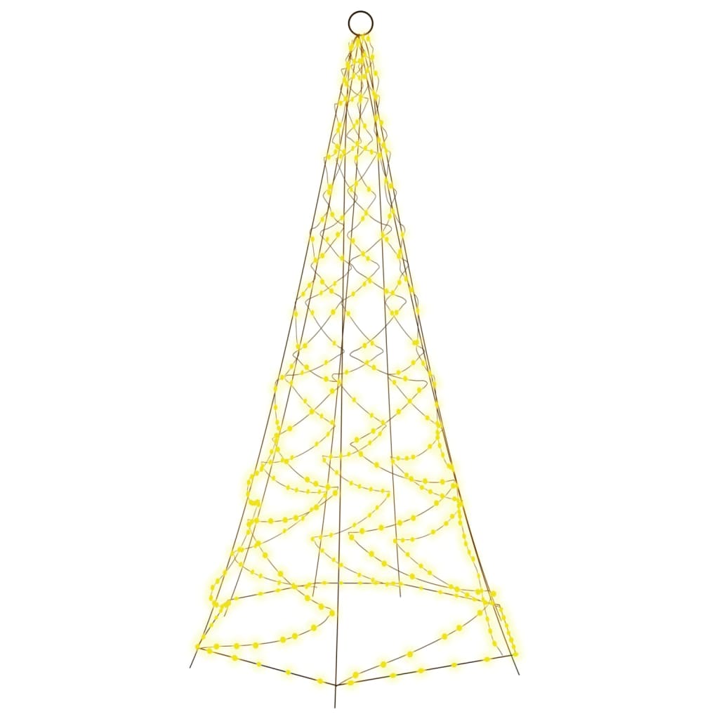 vidaXL Vianočný stromček na stožiar teplé biele svetlo 200 LED 180 cm