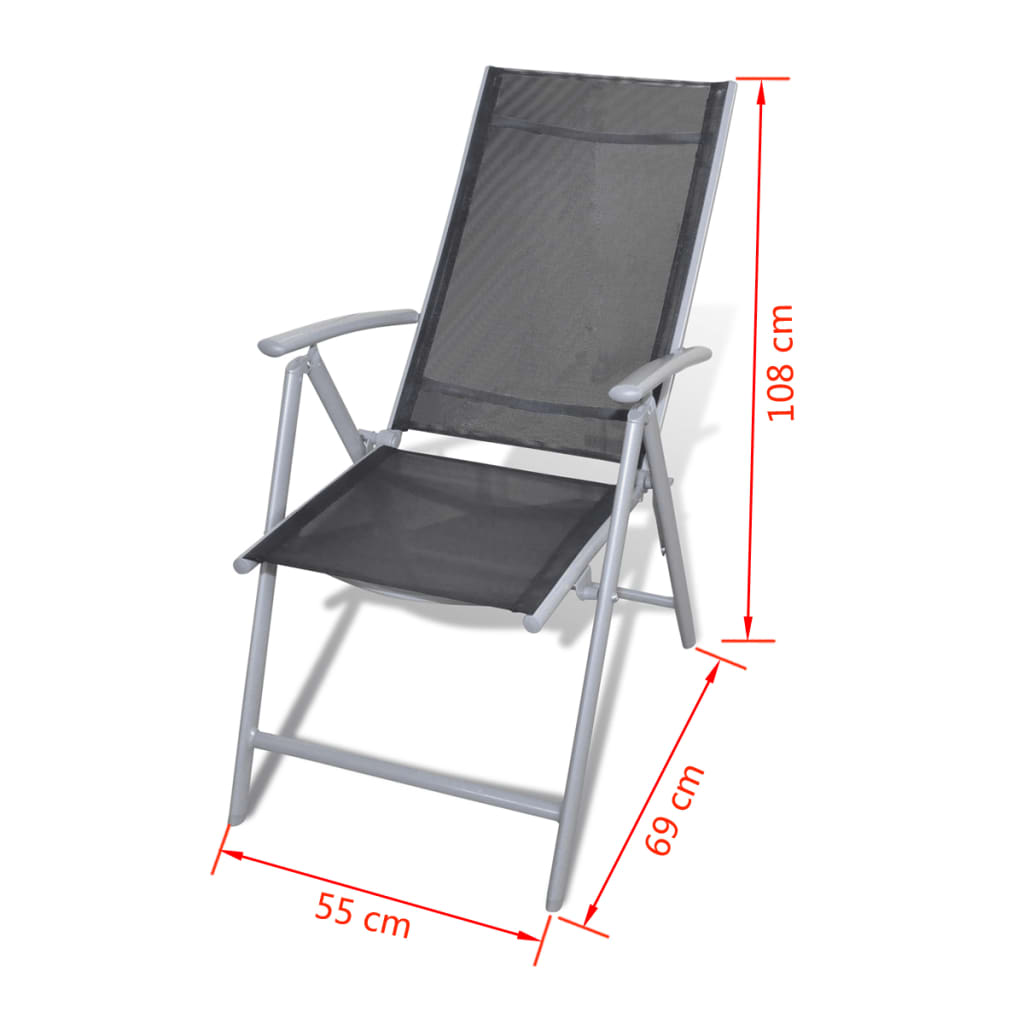 vidaXL Skladacie záhradné stoličky 4 ks hliníkové