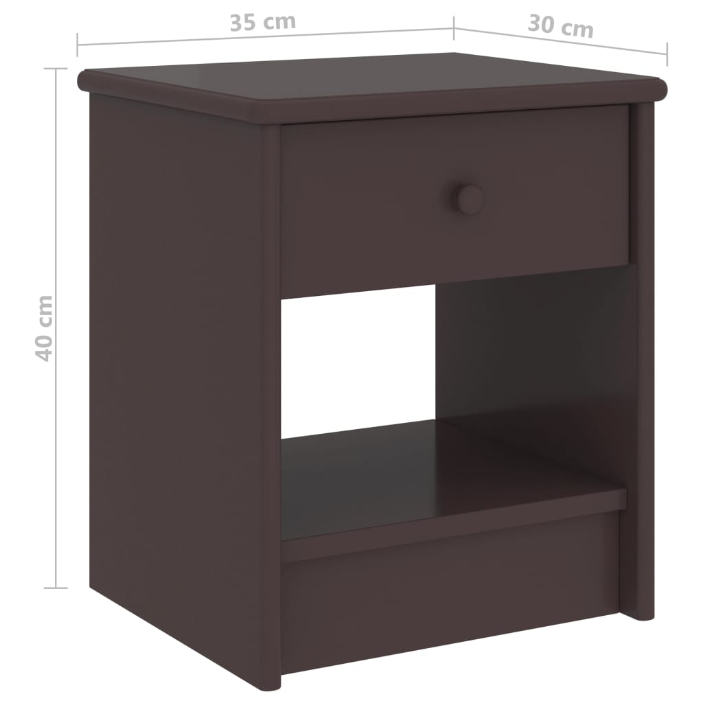 vidaXL Nočný stolík tmavohnedý 35x30x40 cm borovicový masív